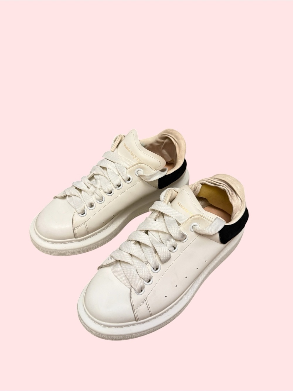 Alexander McQueen Oversized Sneaker White Black Lace-Up Low Top Size 37 - Picture 4 of 12